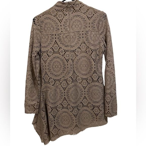 Soft Surroundings Crochet Like Hippie Boho Western Asymmetric Long Sleeve Tunic - Picture 5 of 7